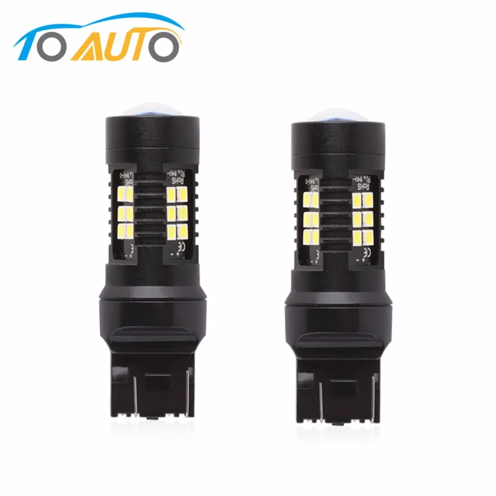 2x T20 w21/5w 7443 auto led car lights white red yellow 21SMD t20 7440 w21w turn signal brake reverse parking light bulb