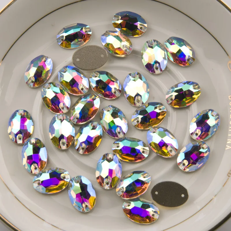YANRUO 3210 Ovale Aufnähsteine Glas-Strasssteine AAAAA-Qualität Näh-Strass für Strass-Applikationen auf Kleidern und Kleidungsstücken – Detail 4