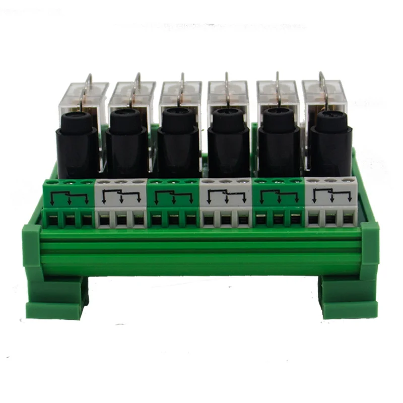 6 Channel 1 SPDT DIN Rail Mount OMRON G2R 12V DC/AC with fuse Interface Relay Module