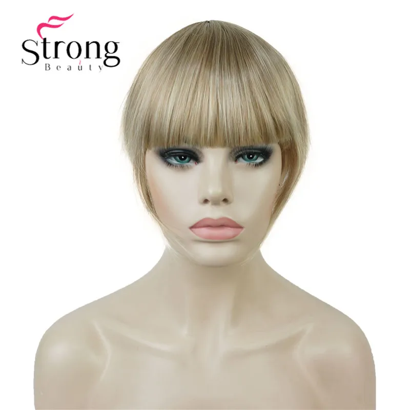 StrongBeauty Synthetic Hair Thin Neat Air Bangs Clip In Fringe Front Hair Temple Bangs Hair Extensions Hair Piece COLOUR CHOICES