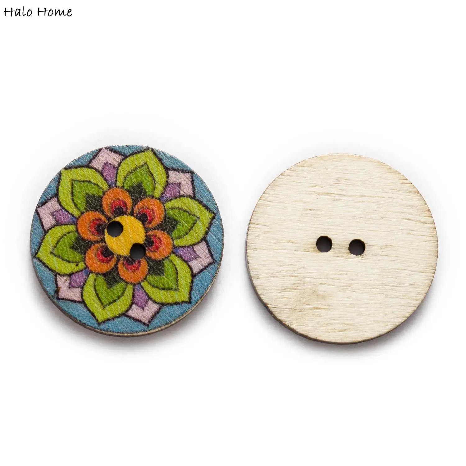 50/100pcs Painted Round Wood Buttons for Handwork Sewing Scrapbook Clothing Crafts Accessories Gift Card 15-25mm