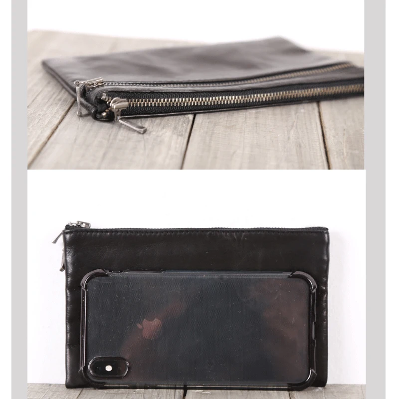 Zipper Long Wallets Men Genuine Leather Luxury Sheepskin Women Cell Phone Purses Casual Clutch Bag Storage Money Bag