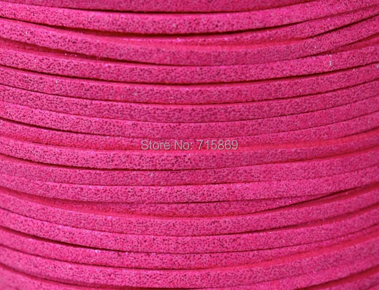 Free Ship 100 Meters 10mm x 1.5mm Metallic Hot Pink Flat Faux Suede Leather Cord For Necklace and Bracelet