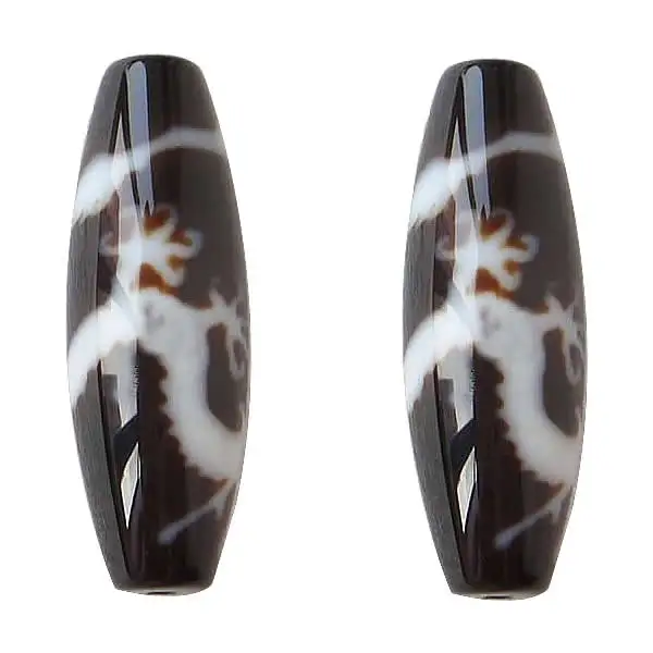 Natural Tibetan Dzi Beads Oval five-claw dragon Grade AAA Agate 13x38mm Hole:Approx 2mm Sold By Lot Free Shipping