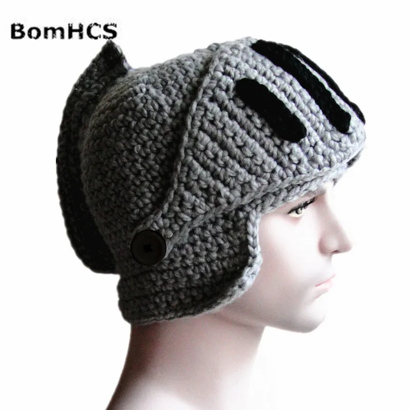 BomHCS Men\'s Warm Cable Handmade Knitted Beanie Warrior Helmet Hat Cap with Mask
