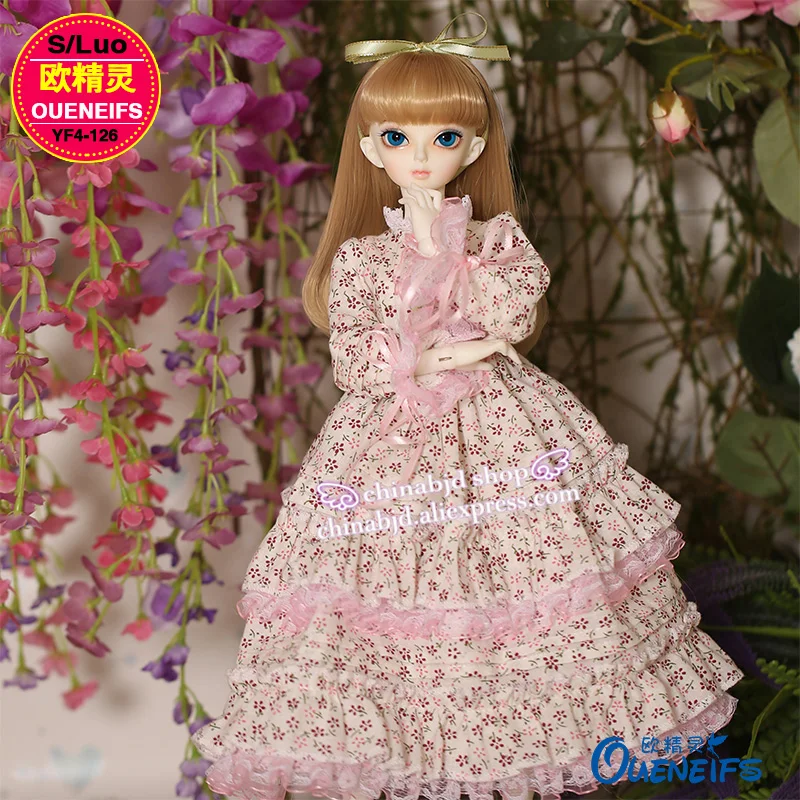 

BJD Clothes 1/4 Girl Pink Dress Sweet Department Long Skirt For Minifee Fairyland Body Mirwen Chole YF4-126 Doll Accessories