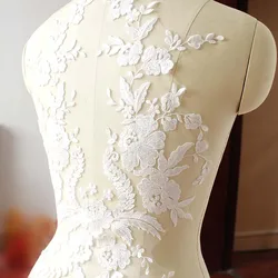 Robe de mariée française en dentelle faite à la main avec des perles, coiffe de mariée à faire soi-même, col en dentelle blanche, Patch en tissu de dentelle HB82W