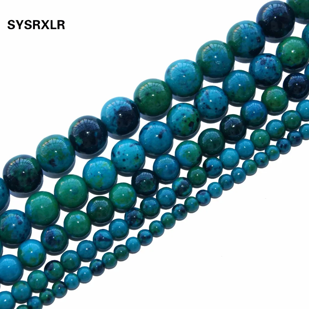 New Natural Stone Chrysocolla Round Loose Beads 15\