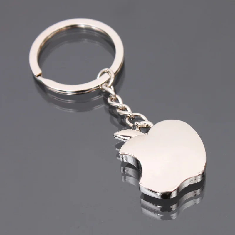 Fashion Silver Color Metal Apple Key Chain Custom Keychain Woman Bag Charms Chaveiros Personalizado Men Porte Clef Car Keyring