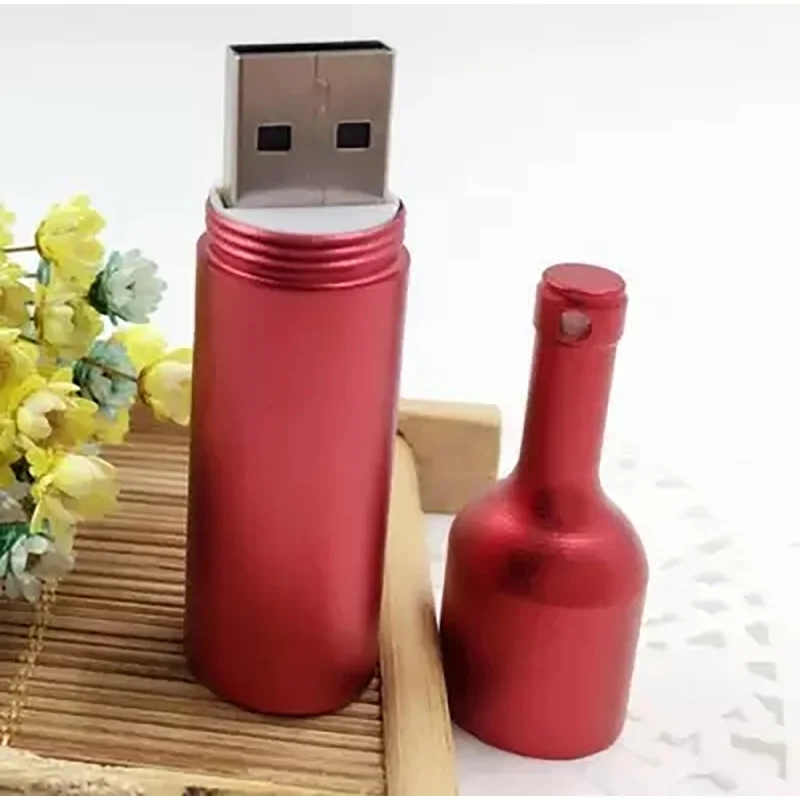 شعبية القلم محرك فلاش usb زجاجة نبيذ معدنية بندريف 4g 8g16g 32GB 64gb usb عصا ذاكرة فلاش القرص usb 2.0 هدية