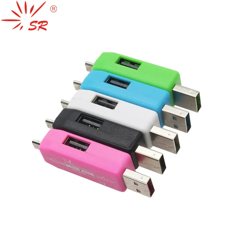 

SR Smart OTG Card Reader with Double USB Micro SD TF SD Card Slot for Cellphone Computers 6 Colors