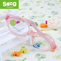 SECG Toddler Baby Soft Round Kids Frame Detachable Optical Children Glasses for Sight Myopia 3 Comfortable Nose Pads Spectacle