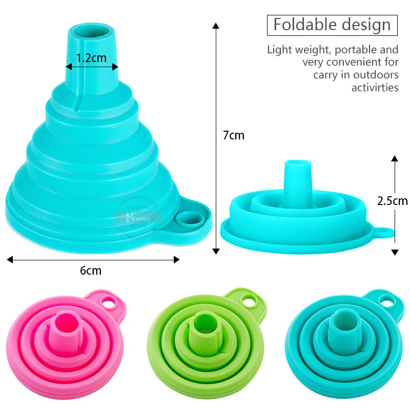 Konco Silicone Collapsible Funnel for Transferring Liquid Fluid liquid dispensing mini Foldable funnel Kitchen Tools