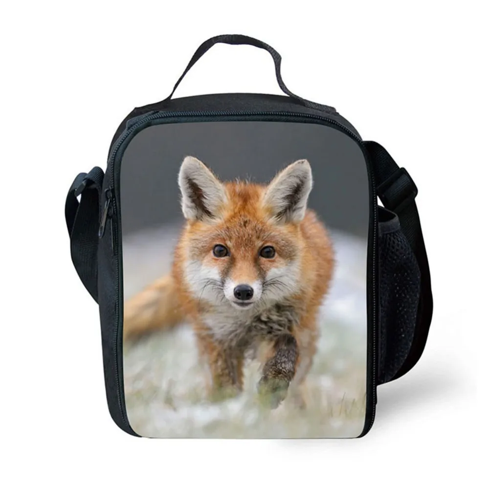 Fashion Portable 3D fox picture Insulated lunch Bag Thermal Food Picnic Lunch Bags for Women kids Men Cooler Lunch Box Bag