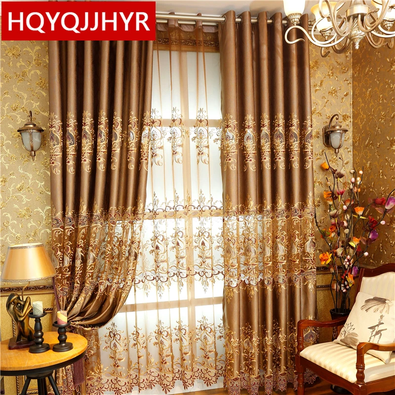 2019 New European luxury chenille embroidery shade Living room Floor Curtains luxury villa decoration luxury Bedroom Curtains