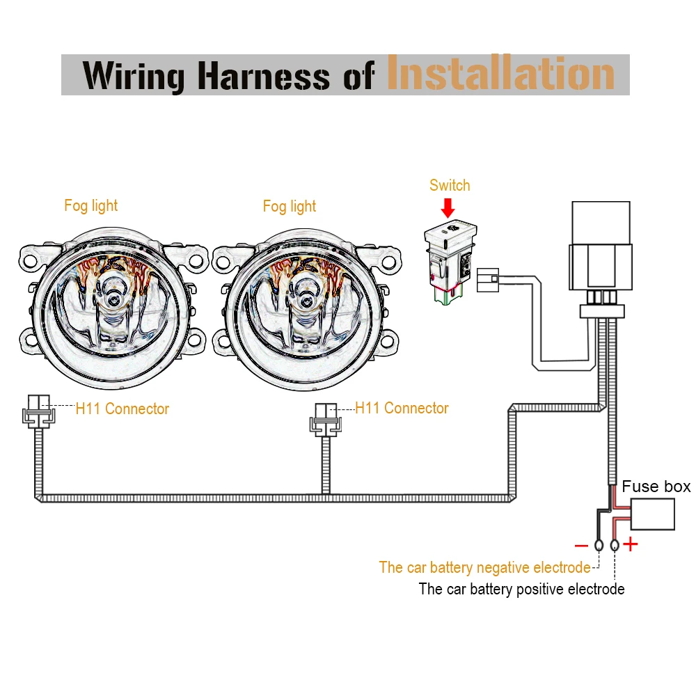 Buildreamen2 H11 Car Fog Light Harness Wiring Kit Cable Switch Relay Fuse For Suzuki Grand Vitara Jimny Ignis Swift Alto Splash