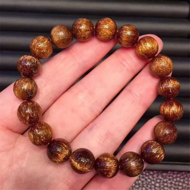 

10mm Natural Copper Rutilated Quartz Bracelet Jewelry For Woman Men Wealth Luck Gift Crystal Beads Reiki Gemstone AAAAA