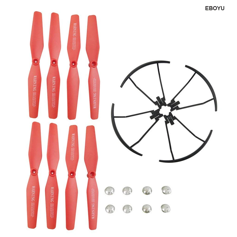 EBOYU 8pcs Propeller Caps+4pcs Propeller Guard Rings for VISUO XS809 XS809S XS809HC XS809HW XS809W RC Foldable Quadcopter Drone