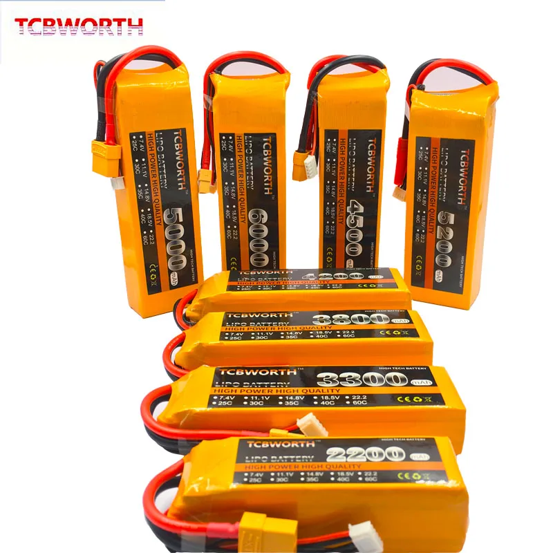 RC LiPo batteria 4S 14.8V 2200 3000 3800 4200 5200 6000mAh 25C 35C 60C litio per RC Aircraft Quadrotor Car Drone Airplane