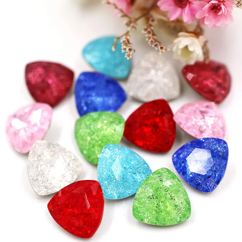 New arrival 12mm Ice flower Fat triangle shape crystal strass glass pointback rhinestones