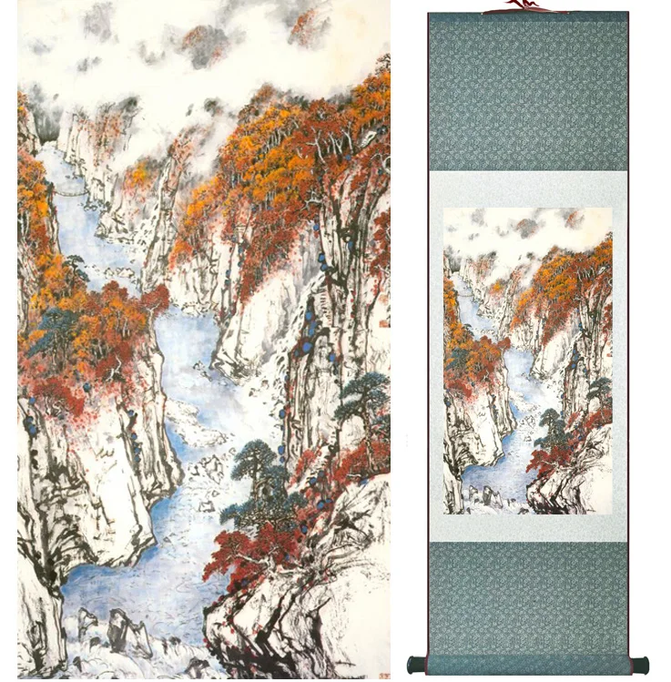 

landscape painting Home Office Decoration Chinese scroll painting mountain and River paintingPrinted painting042411