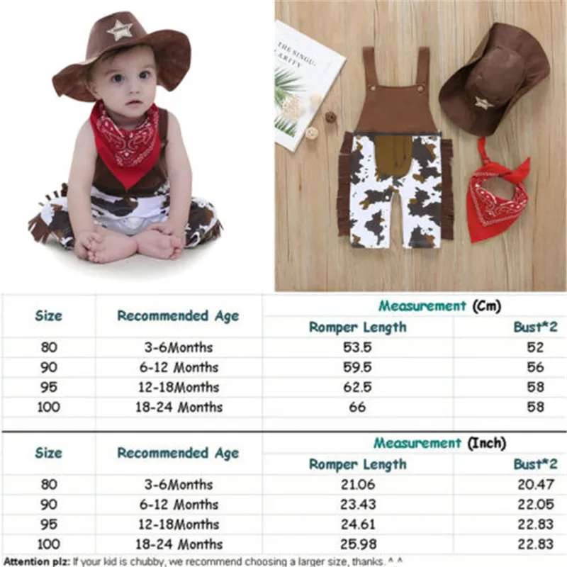 Baby Bodysuit Baby Toddler Boy Girl Carnival Fancy Dress Party Costume Cowboy Outfit Cotton O-neck Sleeveless Summer New