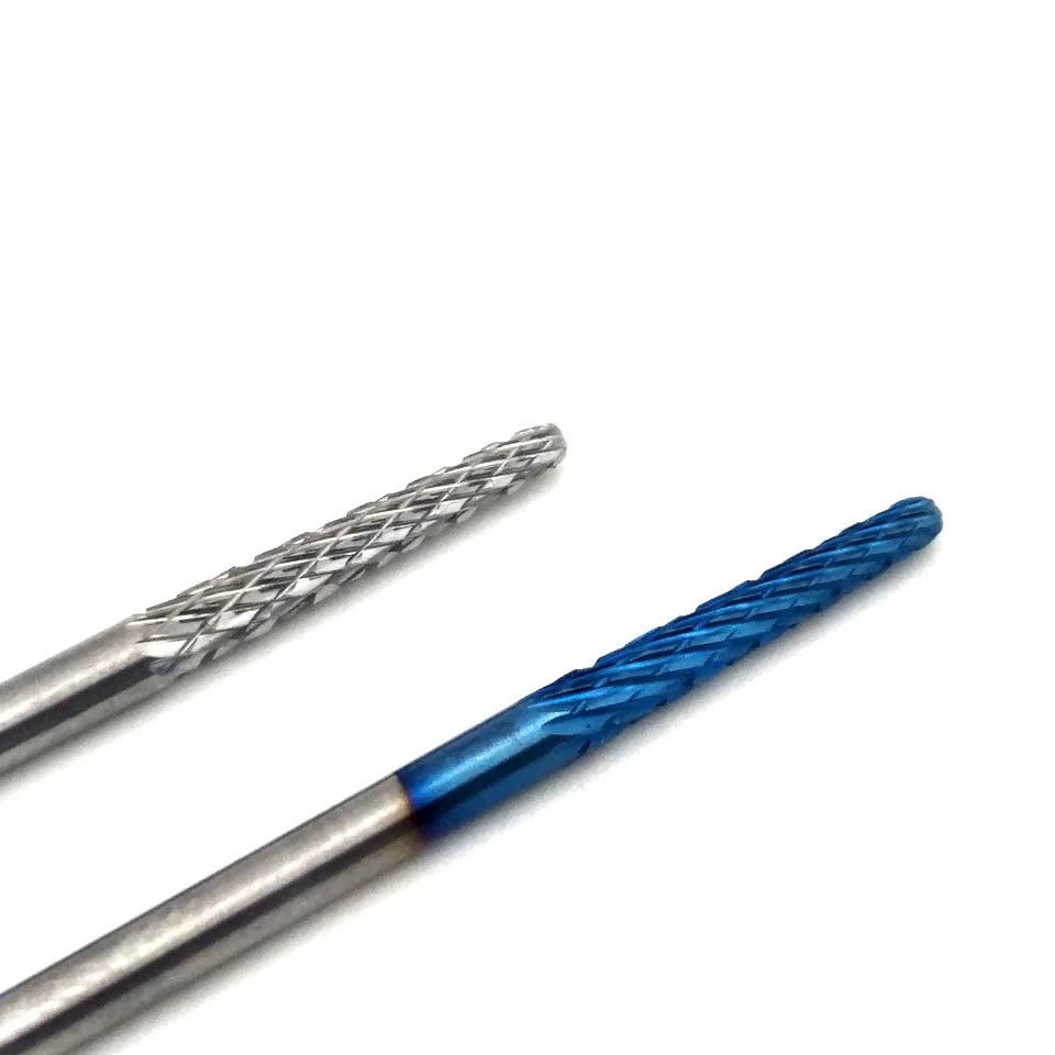 HYTOOS Blue Tungsten Carbide Nail Drill Bit 3/32" Rotary Burr Manicure Bits For Drill Accessories Nail Milling Cutter Tools