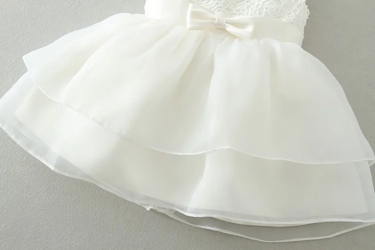 rose flower baby girl dress beige satin belt baby dresses girl clothing for birthday christening vestido infantil 3-24M