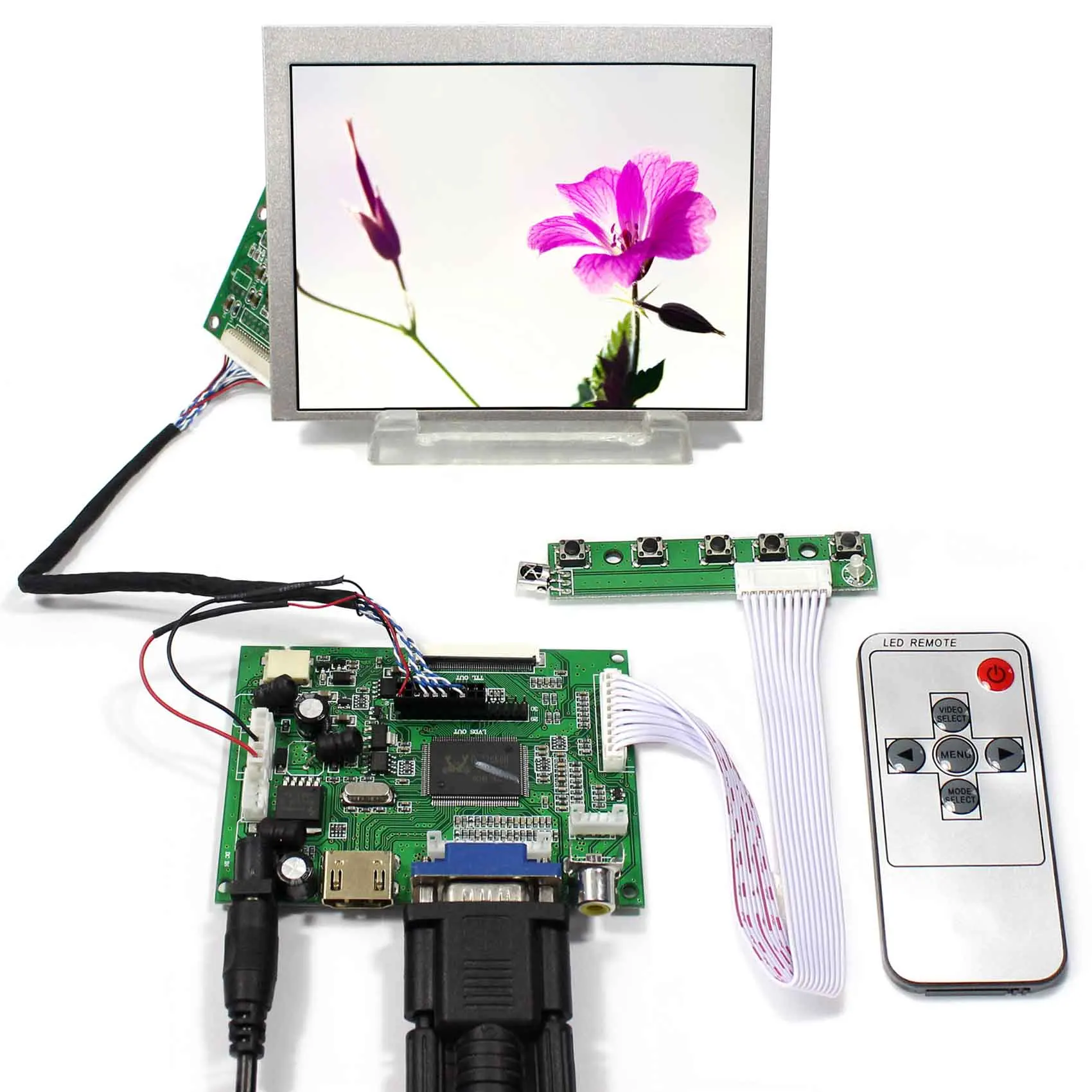 

H DMI+VGA+2AV LCD Driver Board LVDS Tcon With 5.6inch 640X480 AT056TN53-V1 LCD Screen