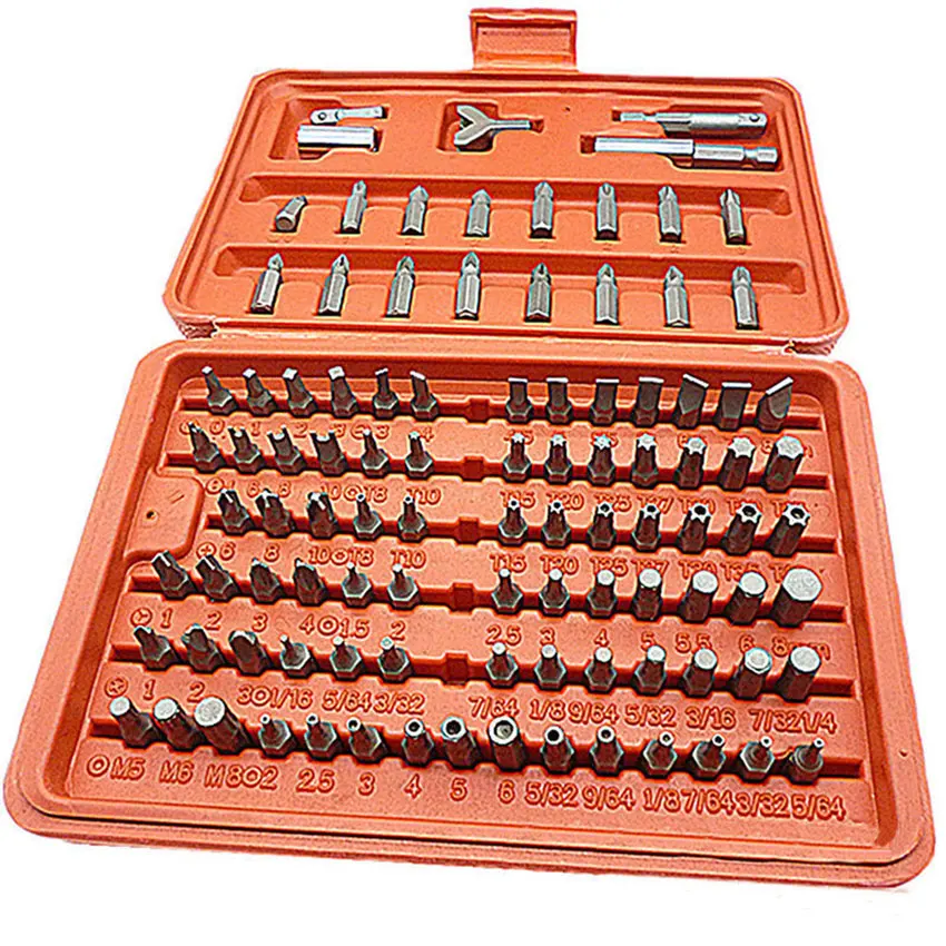 100 pz/set cacciavite bit Kit acciaio metrico Phillips/scanalato/esagonale/tempera Torx cacciavite parte multi-funzione strumenti di riparazione della mano