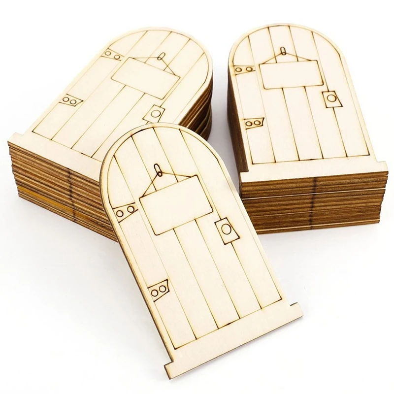 

DIY 50Pcs Wooden Fairy Door Bauble Wooden Craft Ornaments Embellishment For Scrapbooking Card Wall Tree Crafts Decor Material