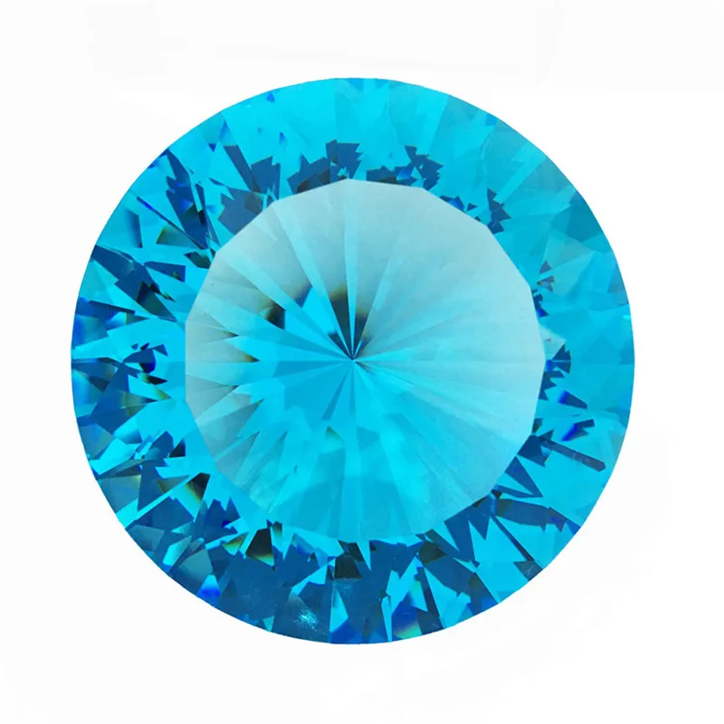 

80mm 1pieces Aquamarine/Lake Blue Crystal Diamond Paperweight Glass Parts For Home/Wedding Ornament Free Shipping