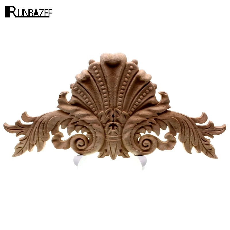 RUNBAZEF Antico di Legno Decorativo Appliques Decoro di Mobili Porta Dell\'armadio Irregolare Legno Cornici Fiore Carving Figurine Mestiere