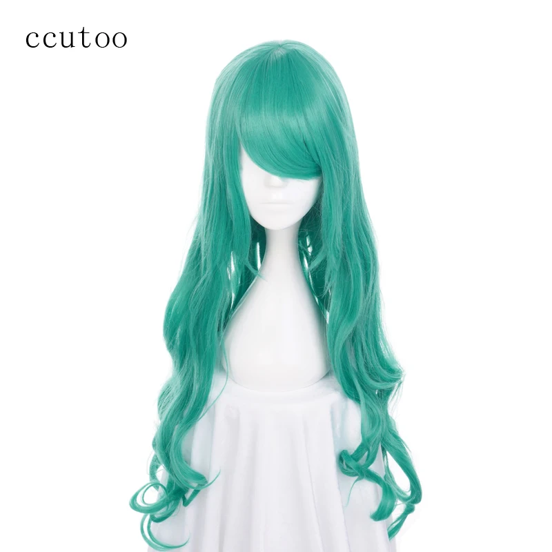 ccutoo 80cm/32inch Green Wavy Long Synthetic Hair Wigs Neptune Kaiou Michiru Cosplay Full Wig Heat Resistance