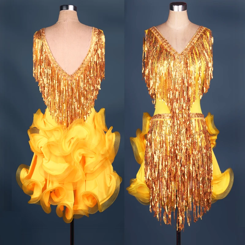 

Sequins tassels Latin dance costumes competition