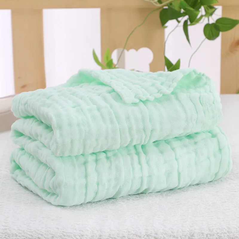 Seartist New Borns Muslin Blanket Infant 100% Cotton 6 Layers Gauze Bath Towel Baby Solid Color Swaddle Blankets Hold Wraps 45