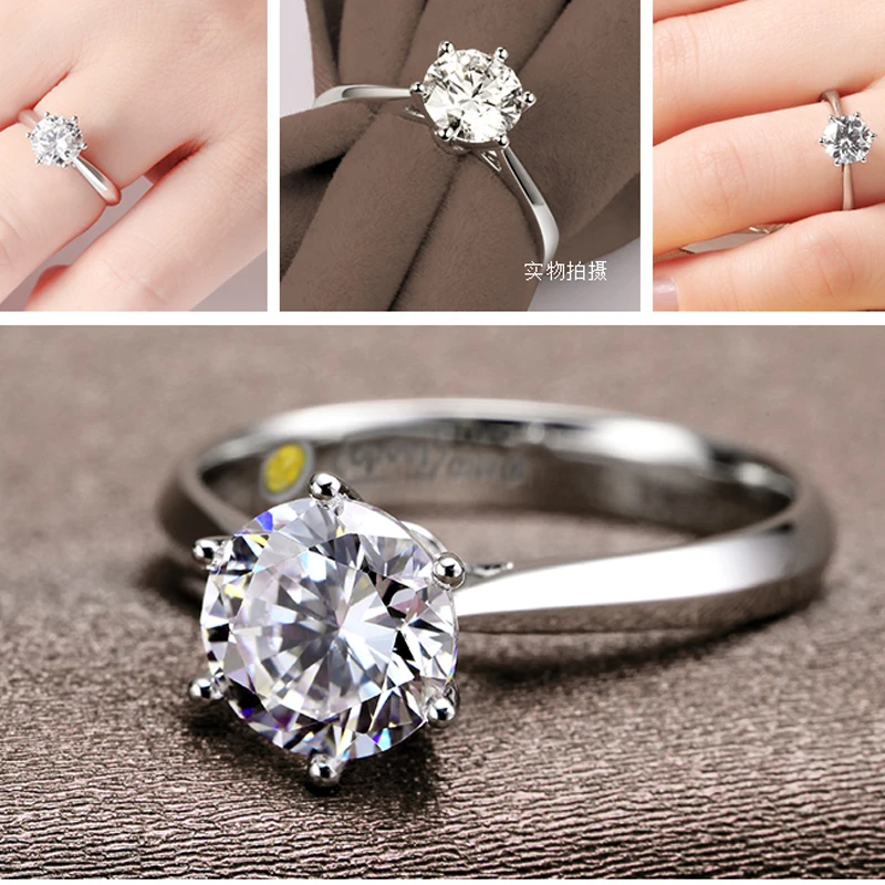 Klassische Fingerringe für Damen, Braut, Hochzeit, Verlobung, super glänzender kubischer Zirkon, 925er Sterlingsilber, Kristallschmuck