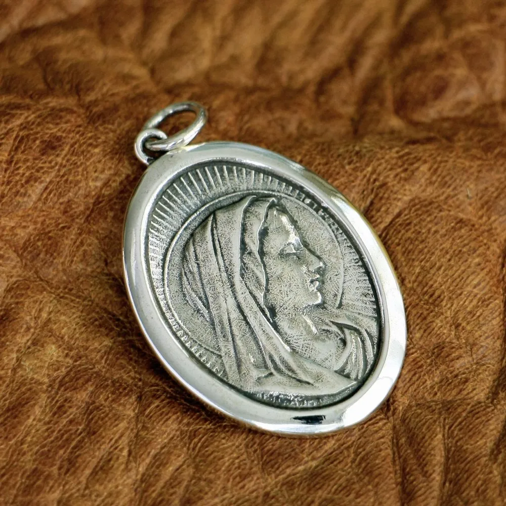 LINSION 925 Sterling Silver Virgin Mary Madonna Charms Pendant TA96 JP