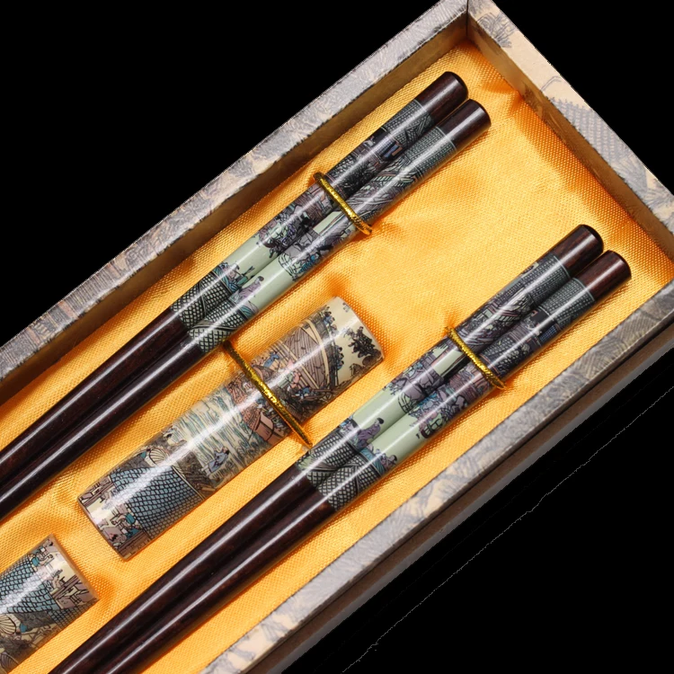 Essstäbchen aus Holz, Geschenkbox, Hochzeitsgeschenke, chinesische Merkmale, Überseegeschenke, Essstäbchen aus Holz, Essstäbchen-Set, Holzküche – Detail 3