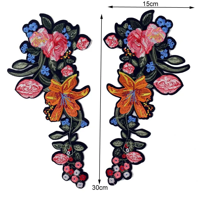 Nuovo 2 Pz/set Ferro-on Rosa Applique Ricamo Fiore Toppe E Stemmi Per Abbigliamento Appliques Flores Cucito Fiore Toppe E Stemmi NL191