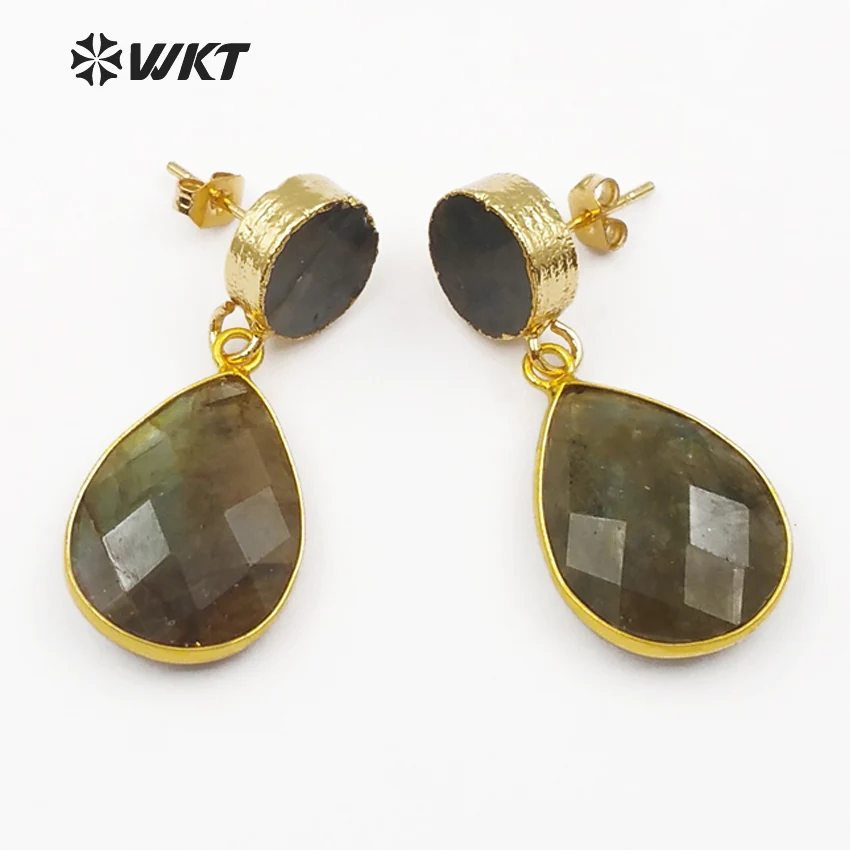 WT-E441 Simply Design Sparkly Exquistie Natural Labradorite Earring Tear's Drop Shape Earring For Women Wedding Bridesmaid