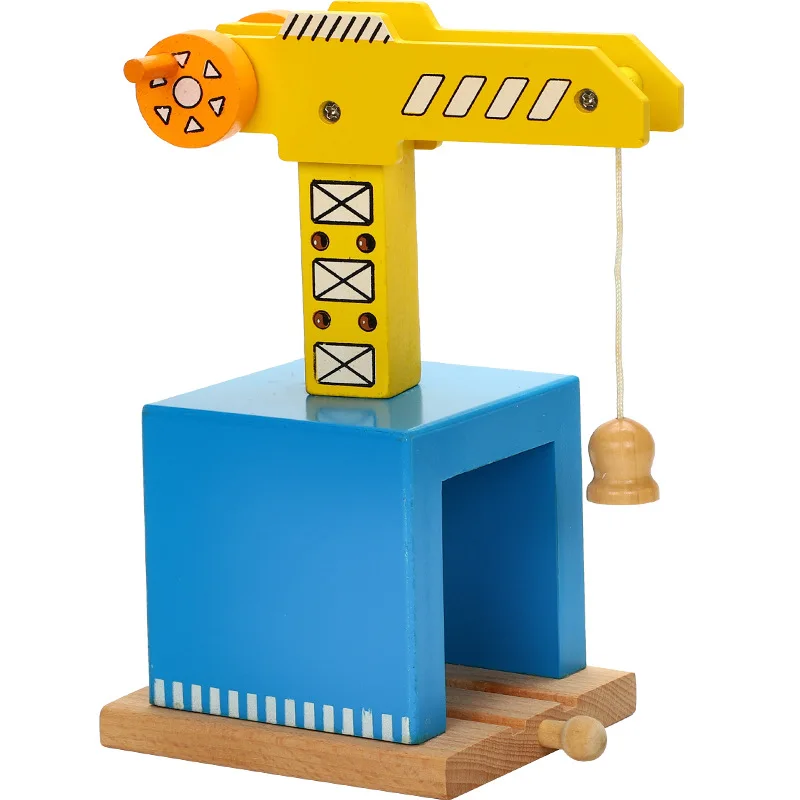 Wooden Cranes Toys Wooden Train Track Railway Accessories Cranky Move House Educational Slot DIY Wood Tracks