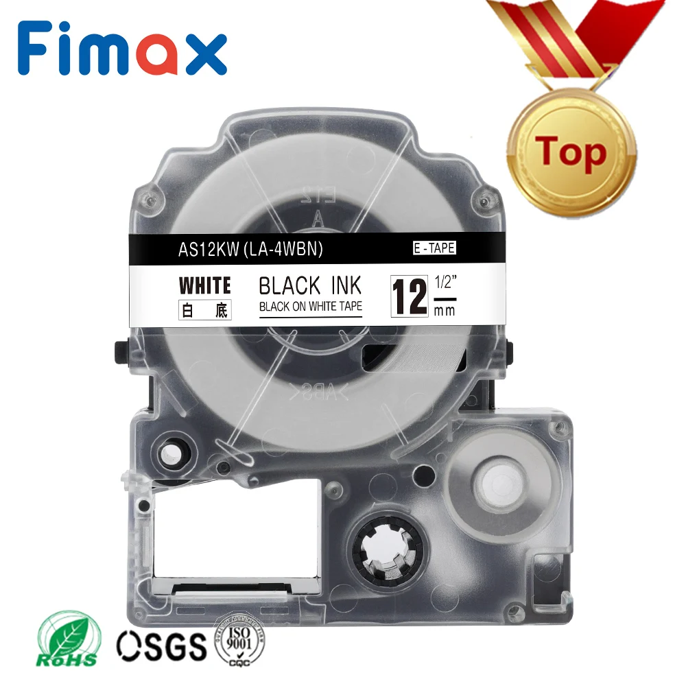 Fimax 1 unidad 6/9/12mm Compatible con marcador de etiquetas Epson SS12KW LC-4WBN cinta estándar negro sobre blanco para impresora de etiquetas