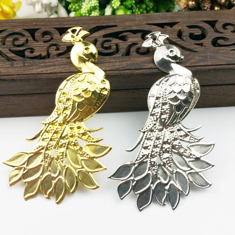 20pcs 40x68mm Filigree flower Phoenix  Wraps Metal Charms For Embellishment Scrapbook DIY Jewelry Metal Craft  Wraps