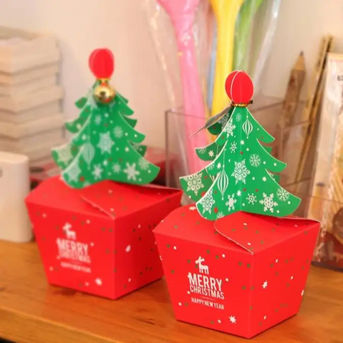 Christmas tree apple boxPillow biscuit boxes / sponge fingers boxes / gift bags/ bridesmaid bags/ favor bags 200pcs/lot