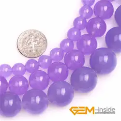 Round Light Purple Jades Beads Fashion Jewelry Bead DIY Bead For Women Bracelet & Necklace Making Strand 15