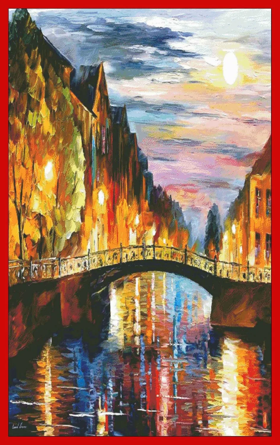 

Venice Bridge Scenery Oil Painting Embroidery Needlework 14CT Counted Unprinted DIY Cross Stitch Kits Handmade Arts Decor