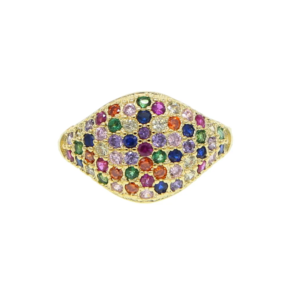 micro pave rainbow cz cocktail party jewelry ring 2019 fashion bright colorful high quality jewelry