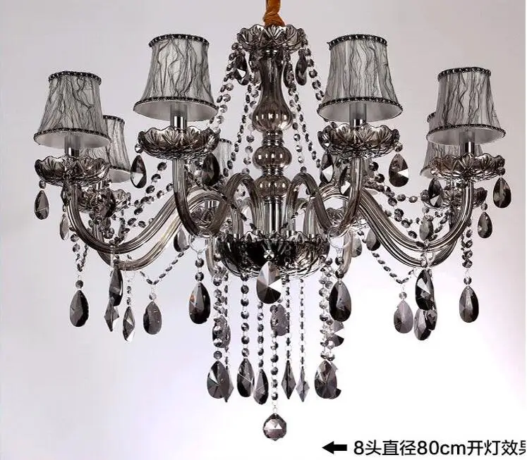 Modern Smoky Grey Crystal Chandelier Lighting Chandeliers Large Chandeliers Lamp Bedroom Living Room Lights Lighting