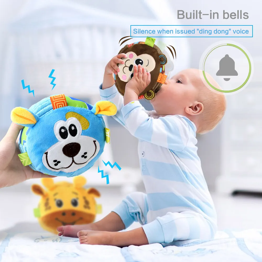 Cute-Animals Baby Soft Plush Rattles Ball 0-12 Months Infant Cloth Bed Bell Stuffed Rattle Toys Sound Body Building for Newborn